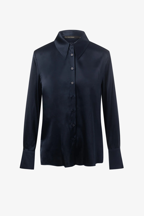 Iris Setlakwe Button Down Classic Stretch Silk Shirt