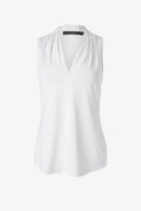 Iris Setlakwe Matte Jersey Sleeveless Pleated V-Neck Top-6