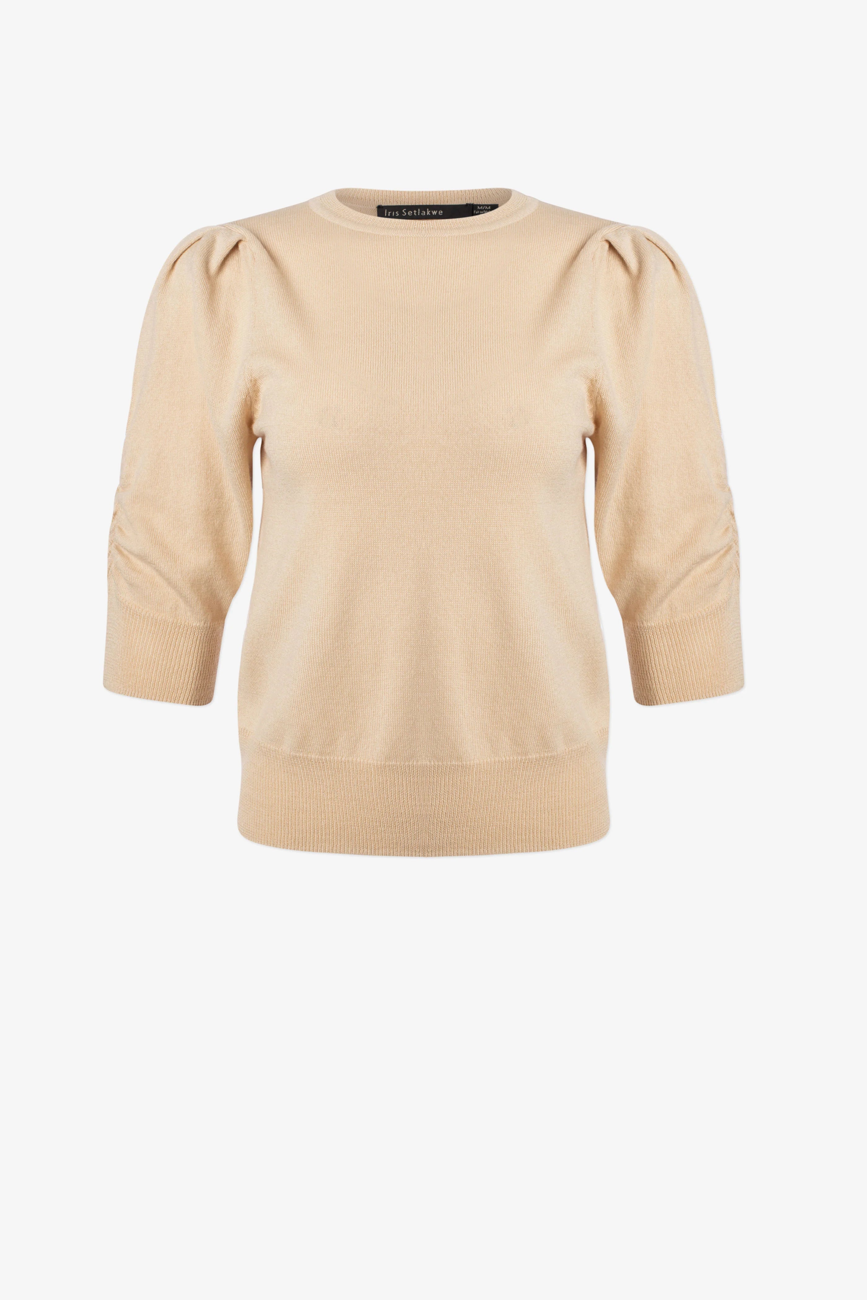 Buy champagne Iris Setlakwe Merino Blend Sweater w/ Rushed Sleeve Detail