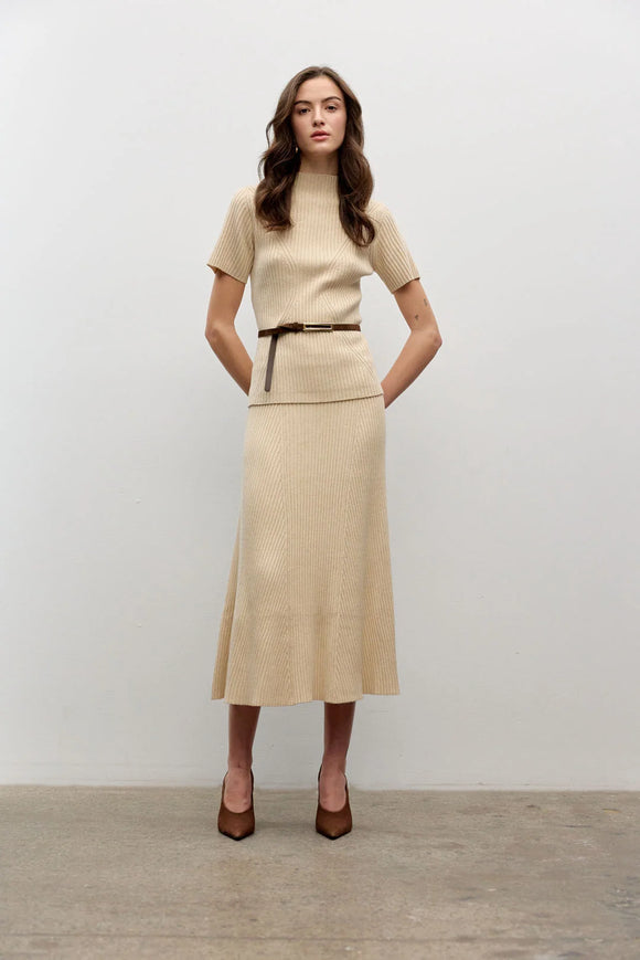 Iris Setlakwe Rib Knit Midi Skirt