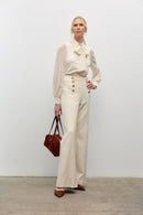 Iris Setlakwe Matte Jersey with Chiffon Detail-2