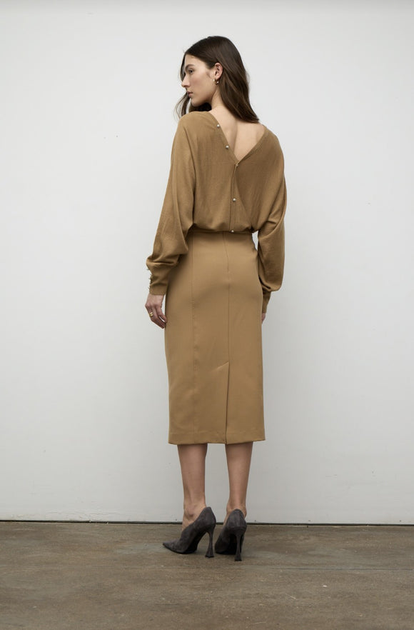 Iris Setlakwe Merino Blend VNeck Sweater Button Detail