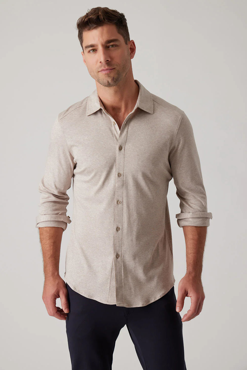 Raffi Aqua Cotton Button up Front Long Sleeve
