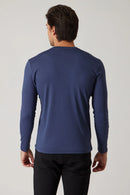 Raffi Miles Aqua Cotton Long Sleeve Classic V-Neck-15