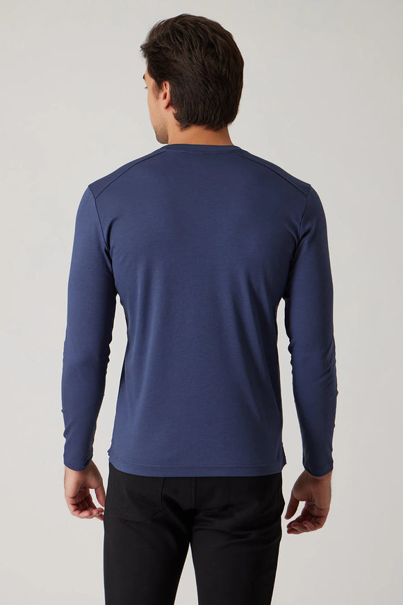 Raffi Miles Aqua Cotton Long Sleeve Classic V-Neck