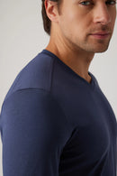 Raffi Miles Aqua Cotton Long Sleeve Classic V-Neck-16