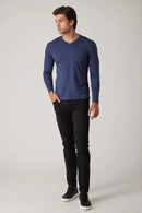 Raffi Miles Aqua Cotton Long Sleeve Classic V-Neck-18
