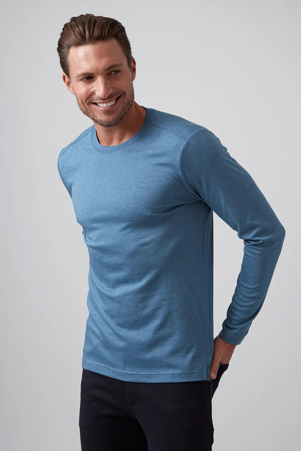 Raffi Aqua Cotton Long Sleeve Crew