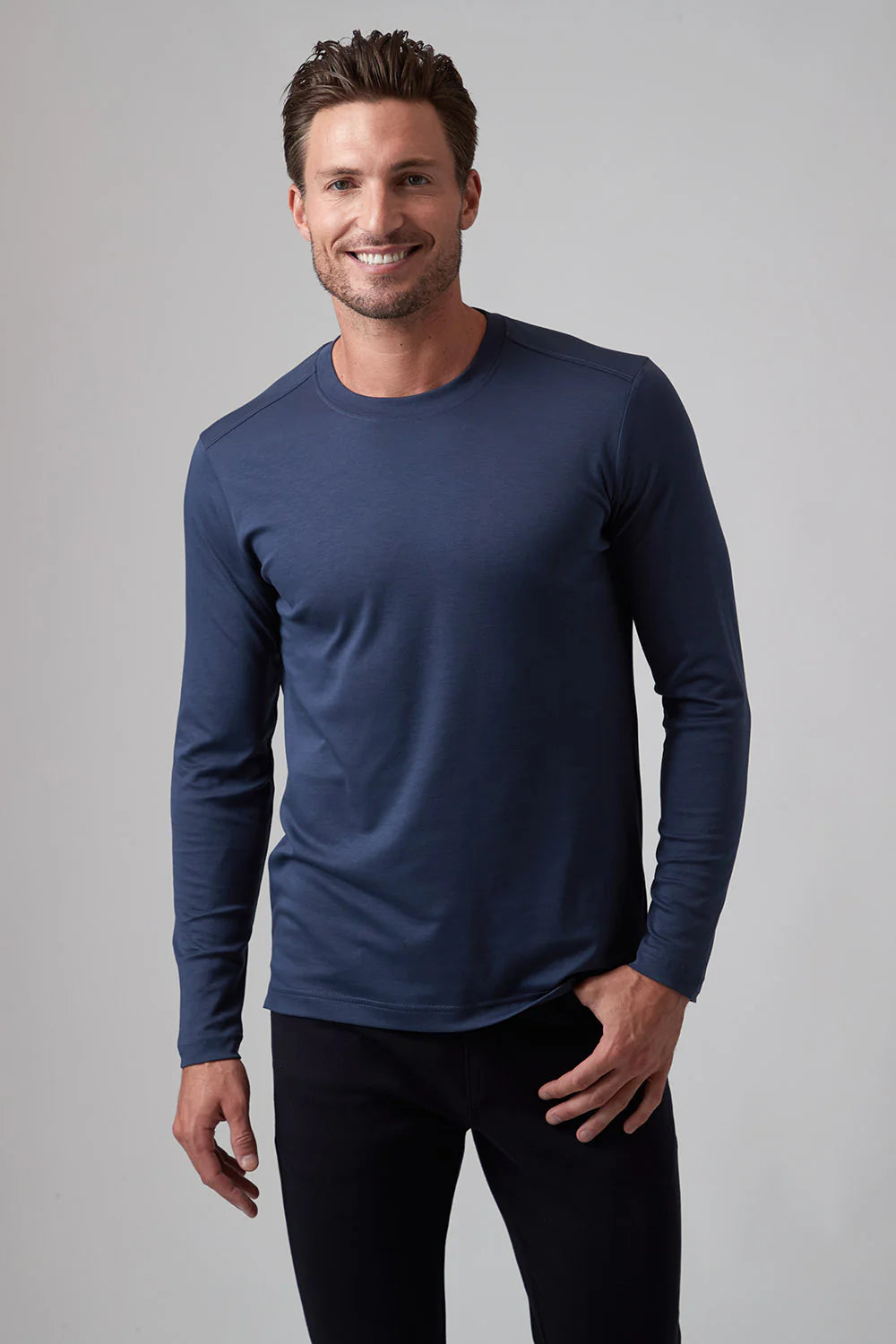 Raffi Aqua Cotton Long Sleeve Crew
