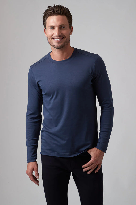 Raffi Aqua Cotton Long Sleeve Crew - JOSH