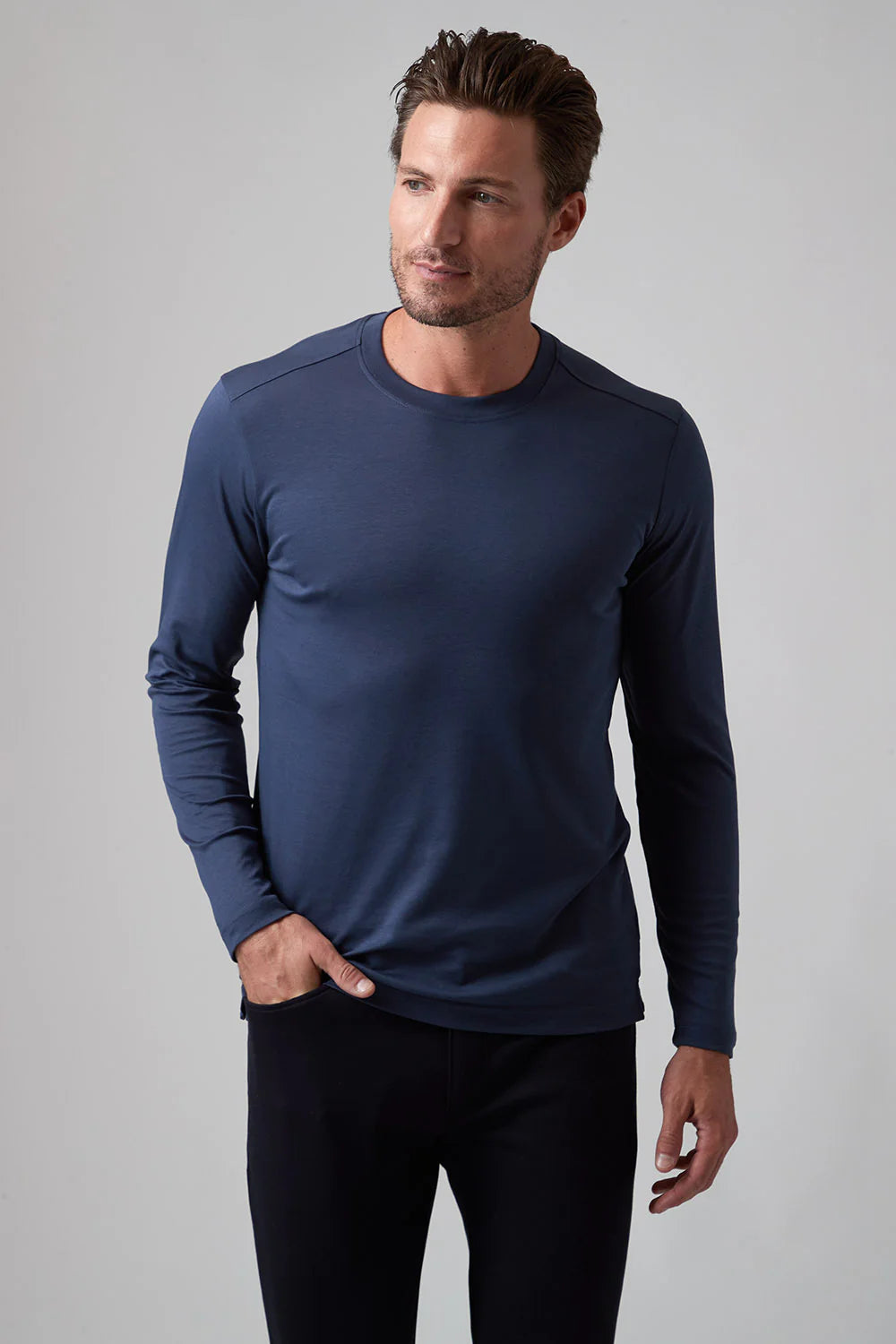 Raffi Aqua Cotton Long Sleeve Crew