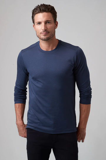 Buy midnight Raffi Aqua Cotton Long Sleeve Crew - JOSH