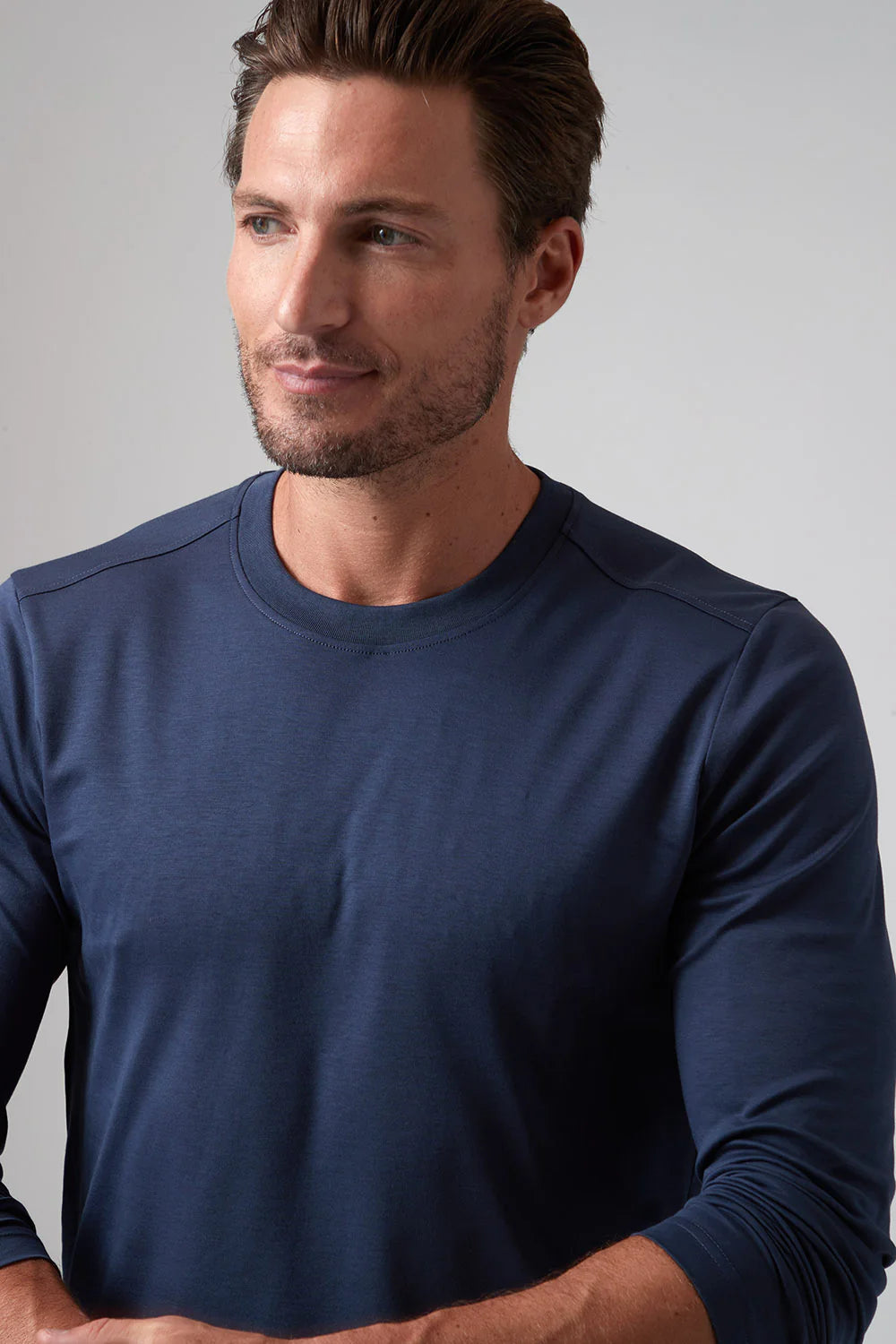 Raffi Aqua Cotton Long Sleeve Crew