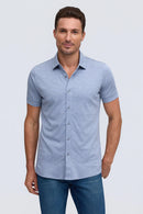 Raffi  Aqua Button Up Short Sleeve Cotton Shirt-1
