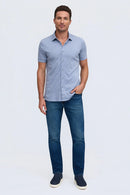 Raffi  Aqua Button Up Short Sleeve Cotton Shirt-3