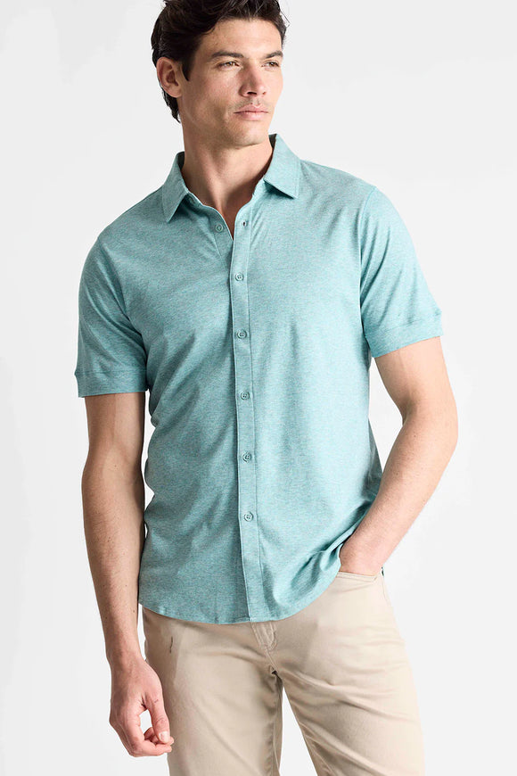 Raffi  Aqua Button Up Short Sleeve Cotton Shirt
