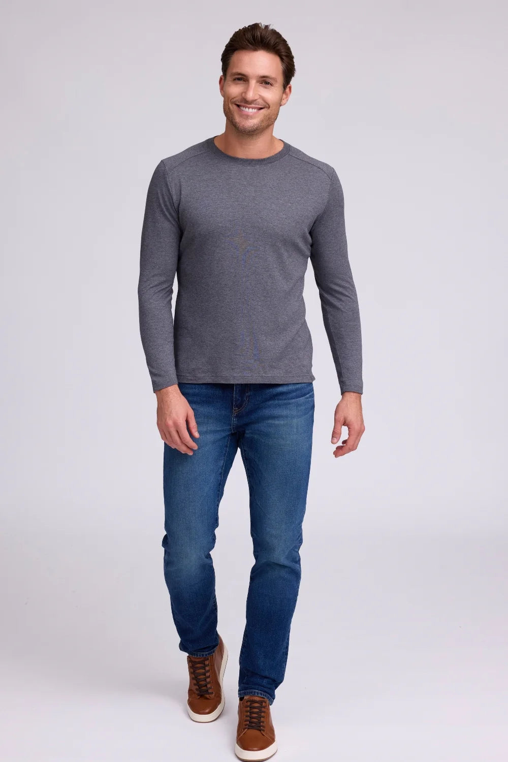 Raffi Aqua Cotton Long Sleeve Crew