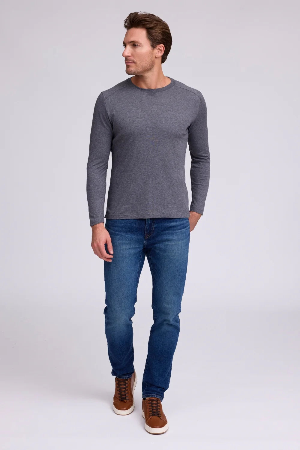 Raffi Aqua Cotton Long Sleeve Crew