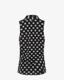 Iris Setlakwe Polka Dot Mesh Sleeveless Pleated V-Neck Top-2