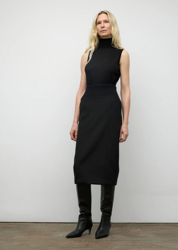 Iris Setlakwe Mid Length Skirt with Rib Waist Band