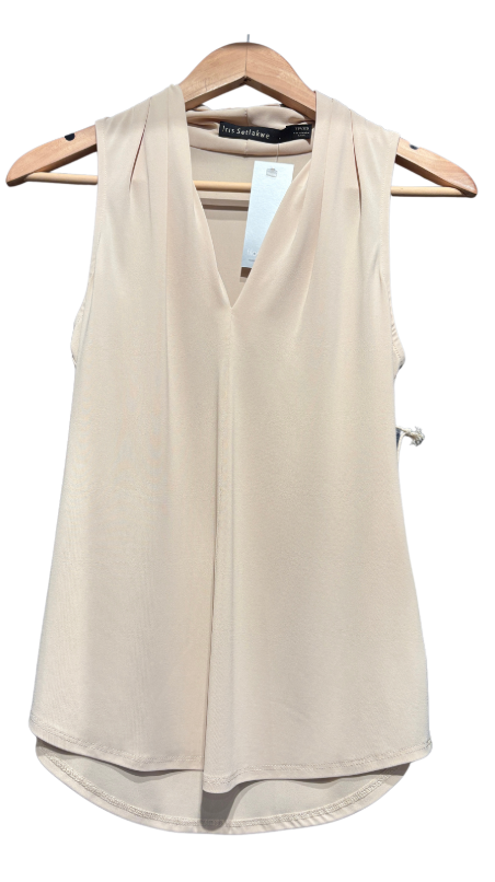 Buy champagne Iris Setlakwe Matte Jersey Sleeveless Pleated V-Neck Top