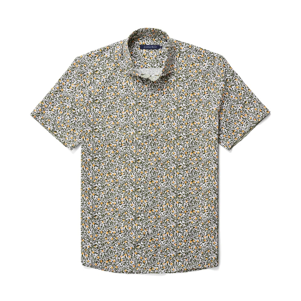 Stone Rose Printed Grapefruit Trees SS Button up Shirt - 0