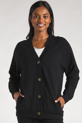 Buy black Terrera Yasmine Button Front Bamboo Cardigan