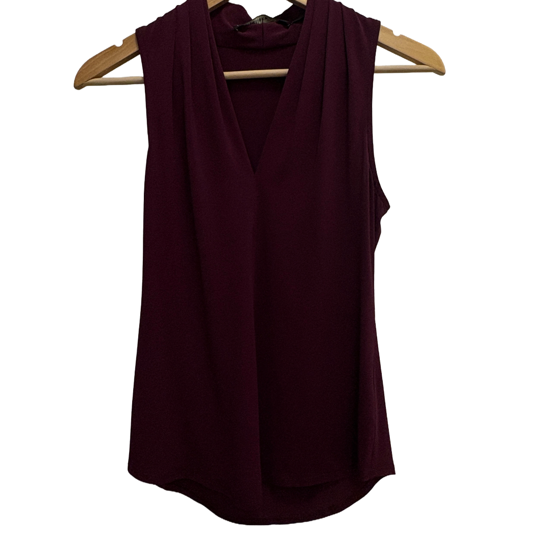Iris Setlakwe Matte Jersey Sleeveless Pleated V-Neck Top