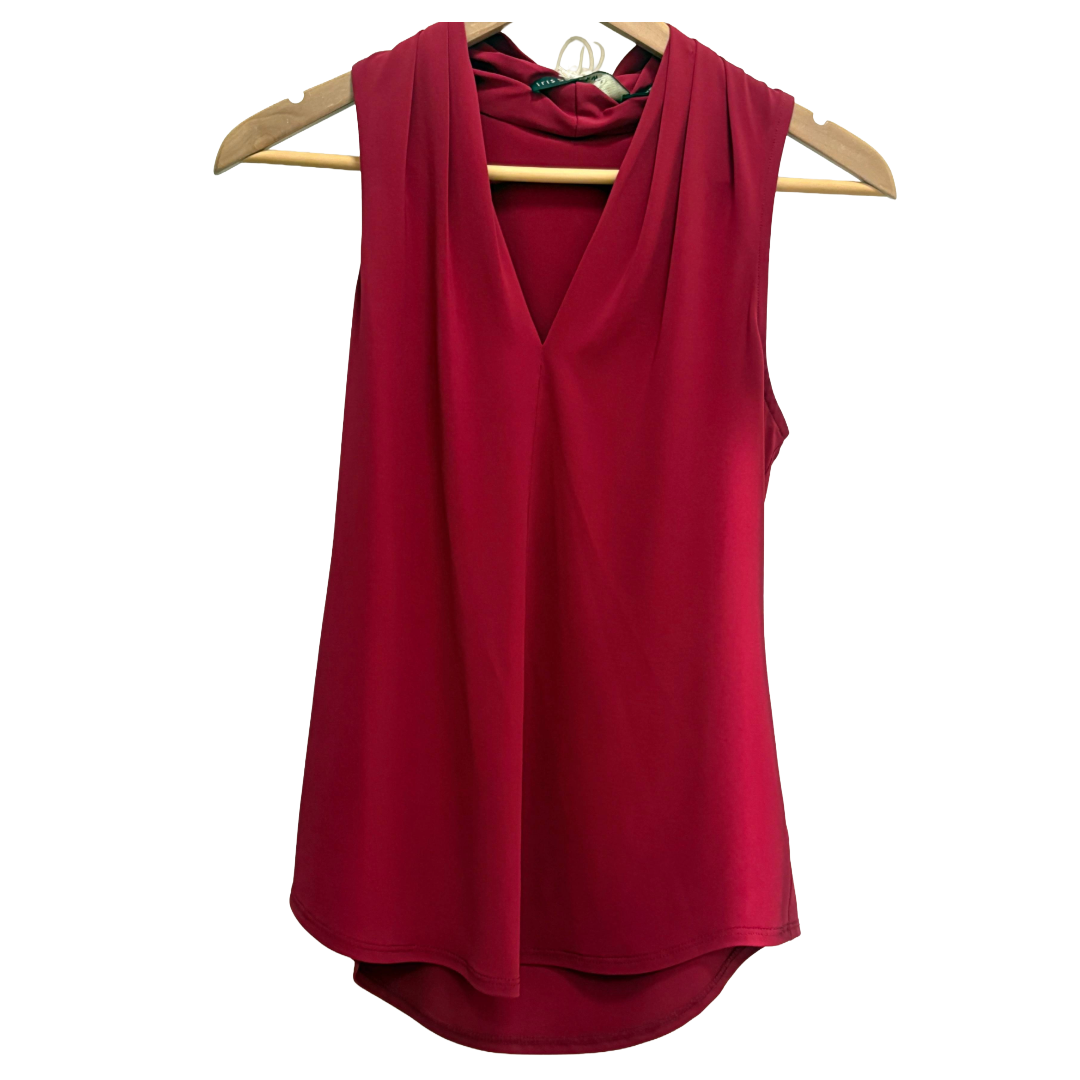 Iris Setlakwe Matte Jersey Sleeveless Pleated V-Neck Top