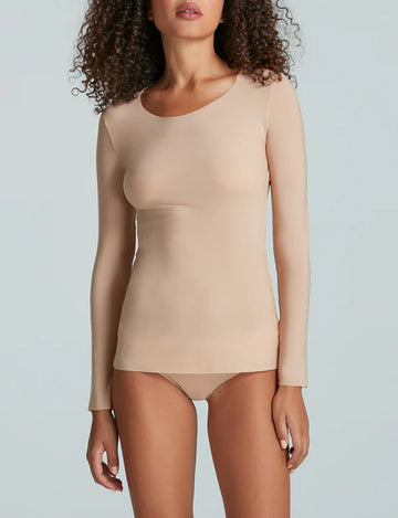 Buy beige Commando Whisper Long Sleeve Crew Neck