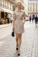 Short Sleeve Zip Up Dress-5
