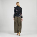 Clara Sunwoo V-Neck Draped Pleat Sweater Top - Shadow Brush-4