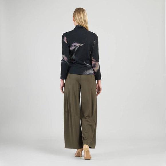 Clara Sunwoo V-Neck Draped Pleat Sweater Top - Shadow Brush