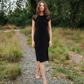 Clara Sunwoo Mesh Cap Sleeve Midi Dress - 0