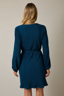 Long Sleeve Tie Waist Mini Dress - COMING SOON-4