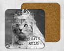 COASTER. Cats Rule! Cheeky, Novelty Gift, Funny Vintage.-2