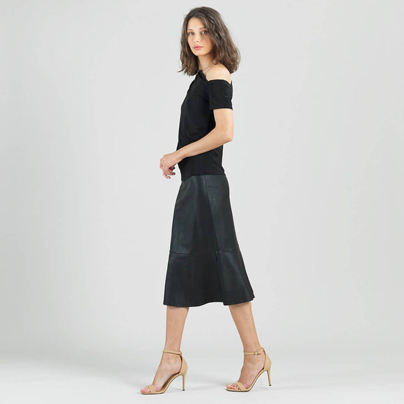 Clara Sunwoo Angular Drape Neck Off Shoulder Top