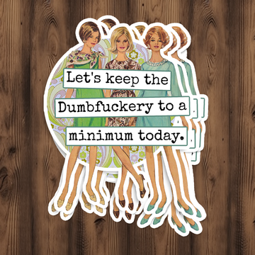 Funny STICKER. Let's Keep The Dumbfuckery To A Minimum...