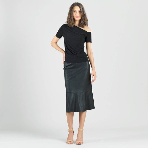 Clara Sunwoo Angular Drape Neck Off Shoulder Top
