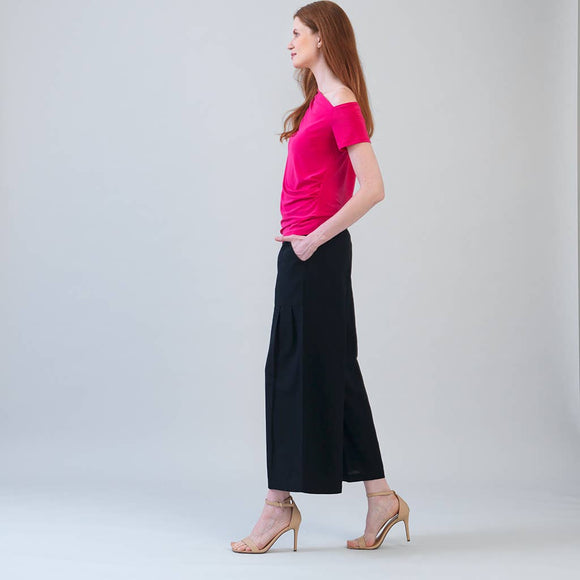 Clara Sunwoo Angular Drape Neck Off Shoulder Top