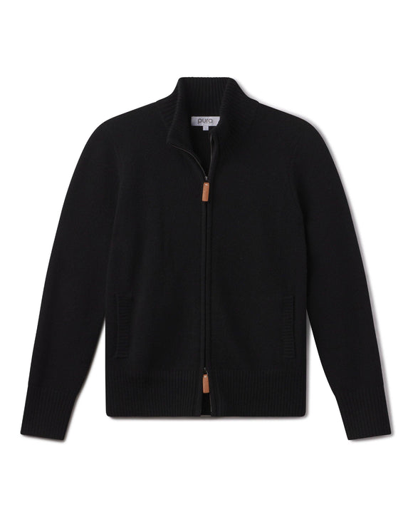 Cashmere Stand Collar Cardigan by Pura Cashmere