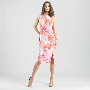 Buy peach-white Clara Sunwoo Side Slit Midi Dress - Sunset Petals