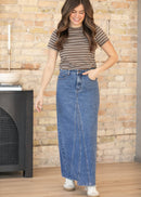 Inherit Chloe Essential Brown Striped Tee-3