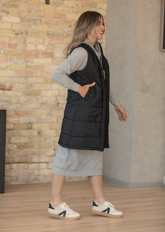 Polar Black Puff Vest Long - ARRIVING SOON
