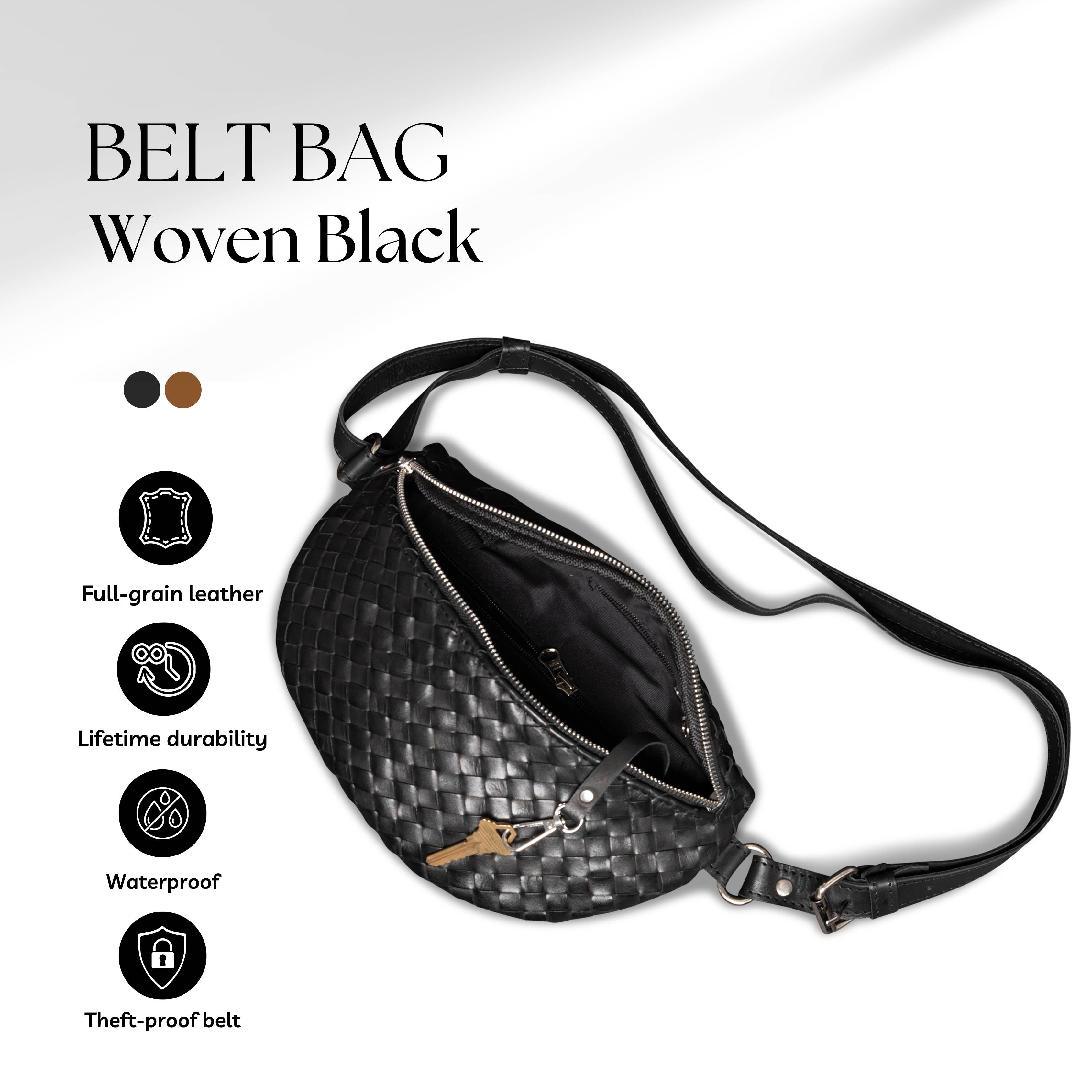 Woven Leather Belt Bag For Women - 0