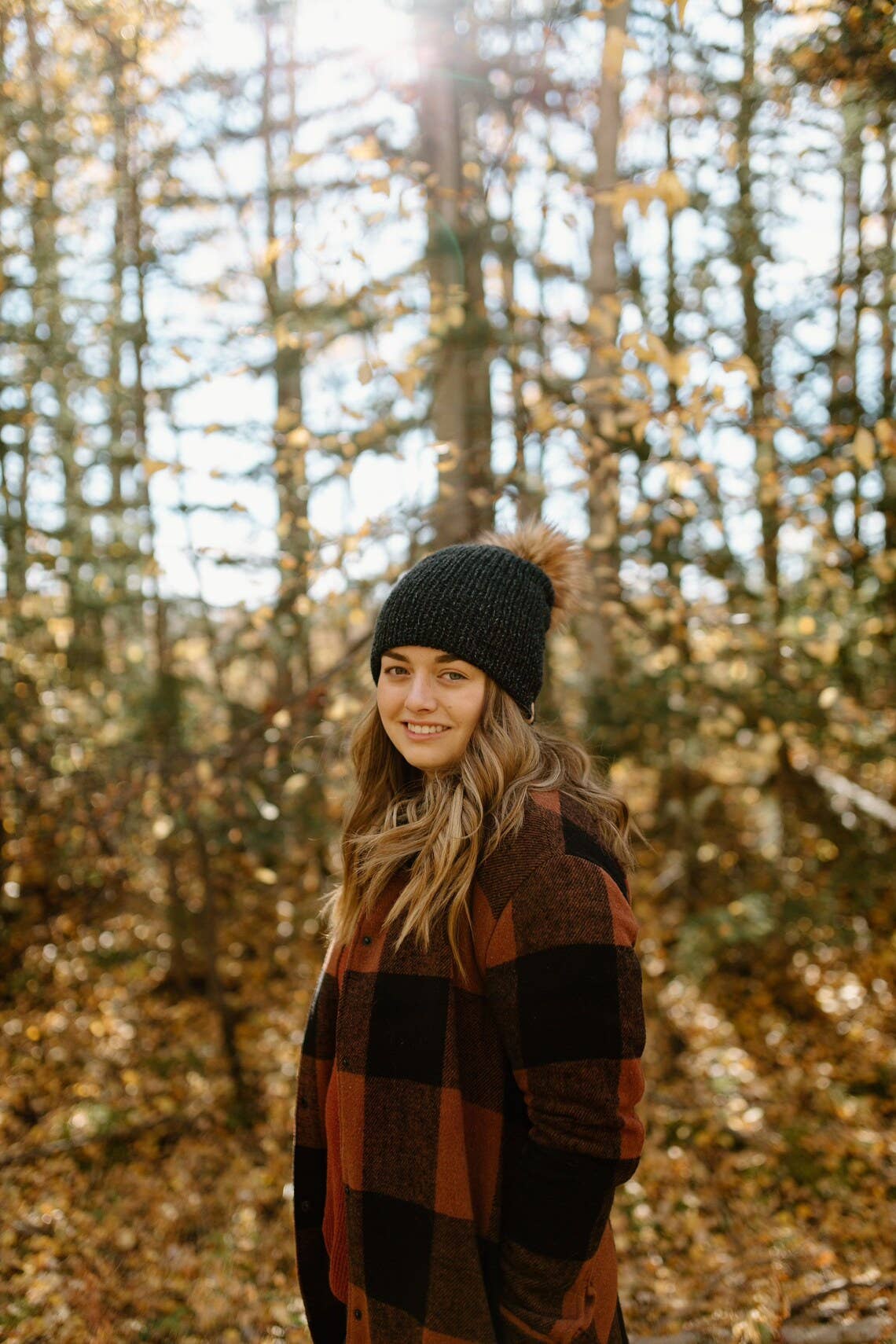 Black Knit Beanie Toque with Fur Pom Pom - My Filosophy