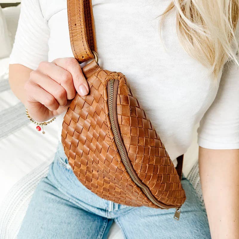 Woven Leather Belt Bag For Women