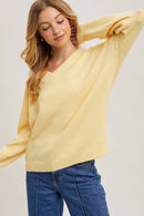 V-Neck Soft Knit Sweater Pullover-12