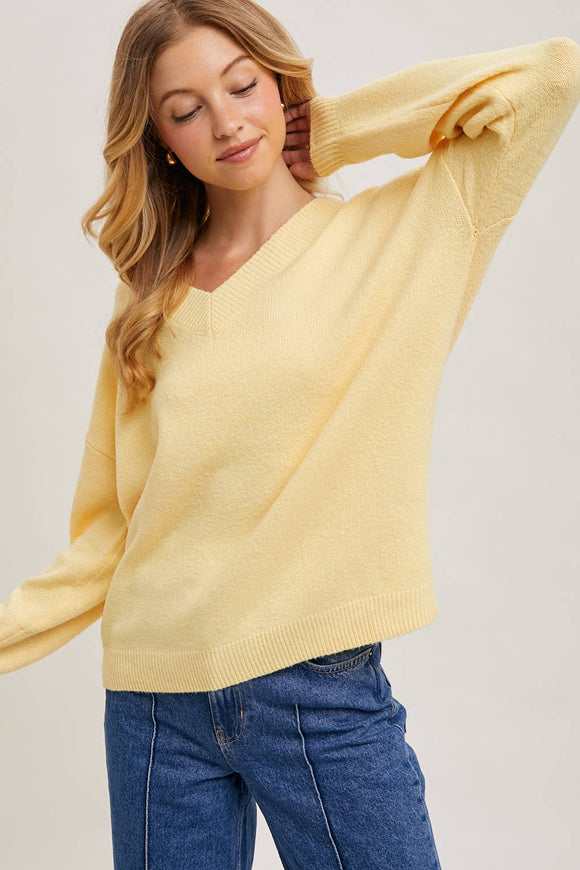 V-Neck Soft Knit Sweater Pullover