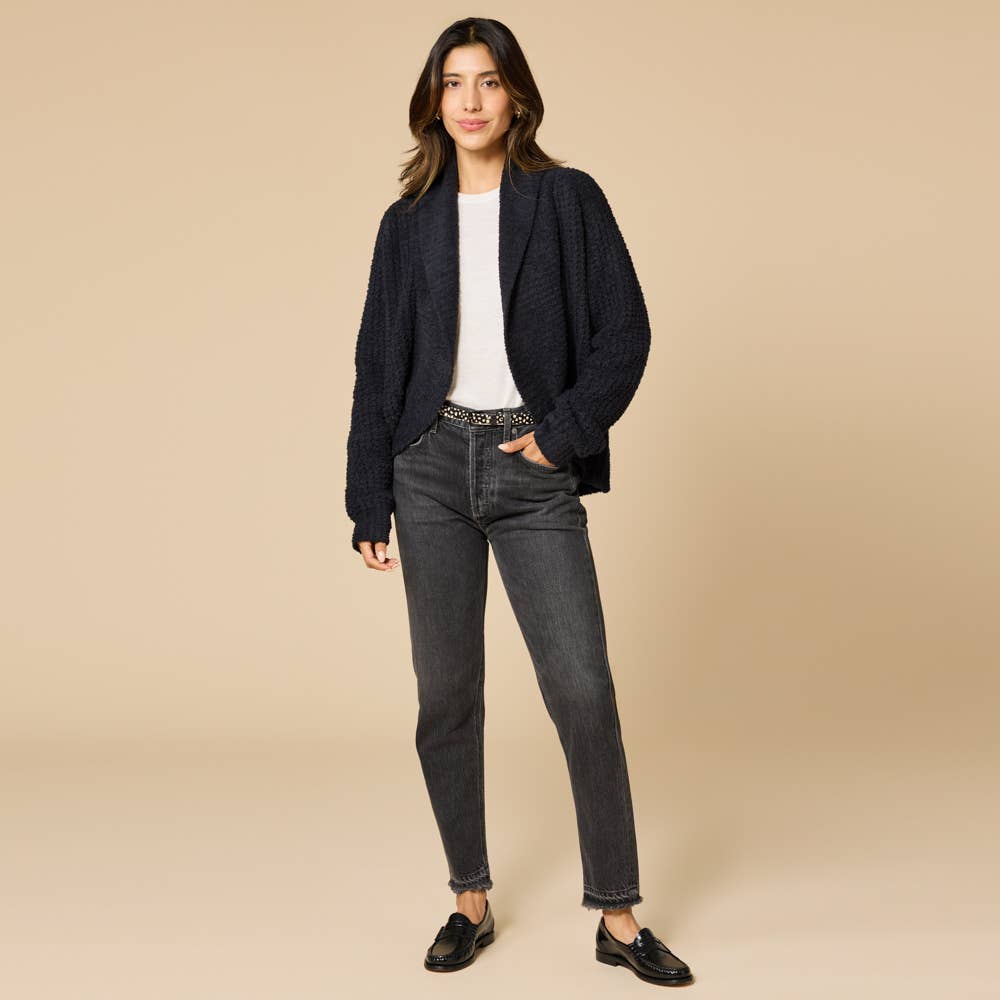 Waffle Marshmallow Cocoon Cardigan